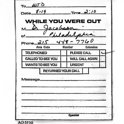 message, slip, 1980s, phone, number, 215-448-7760, wants, see transparent PNG cut-out