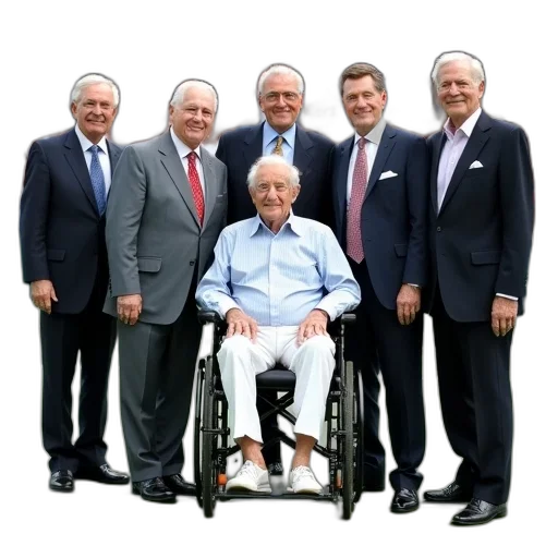 staff, furniture, group, elderly, men, women, posing, photo transparent PNG cut-out