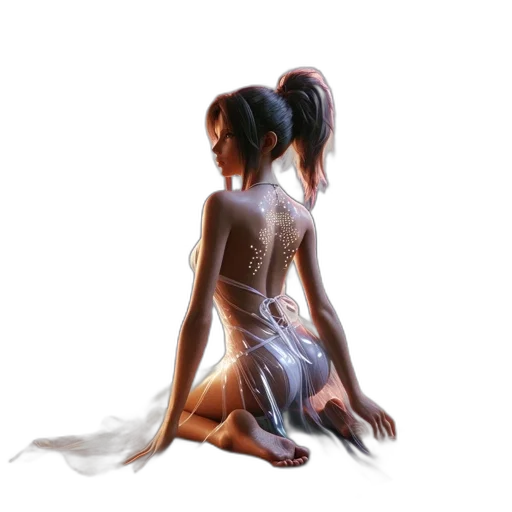 dress, concept art, fantasy art, photorealistic, oil painting, outer space, underwater, neon lights transparent PNG cut-out