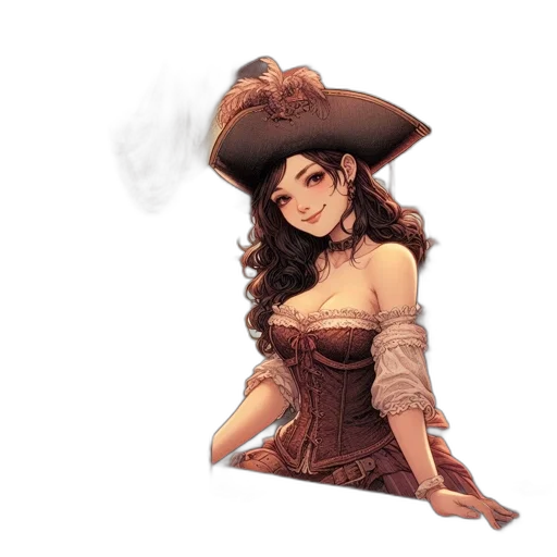 hat, dress, staff, fantasy art, concept art, pixel art, comic book art, young transparent PNG cut-out