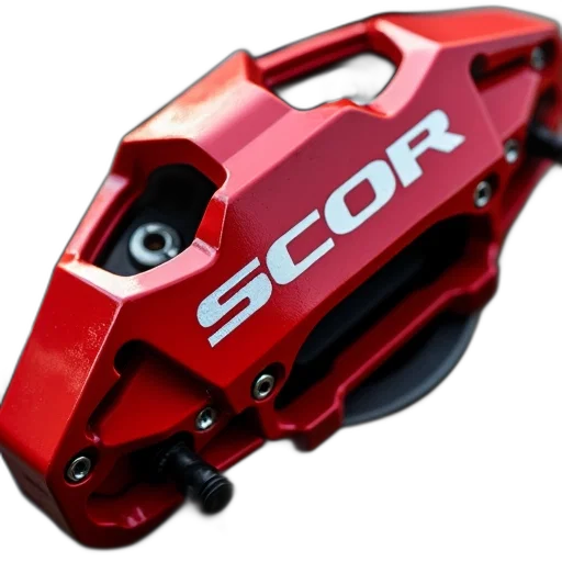 weapon, robot, 3d render, close-up, image, red, brake, caliper transparent PNG cut-out