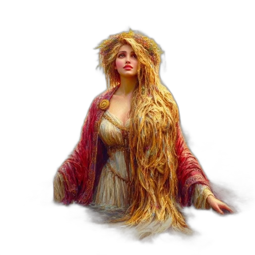 dress, hair, crown, fantasy art, concept art, pixel art, 3d render, snow transparent PNG cut-out