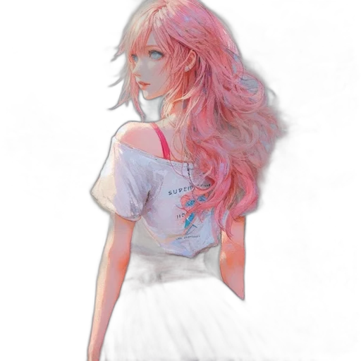 dress, hair, creature, face, watercolor, anime, pixel art, photorealistic transparent PNG cut-out