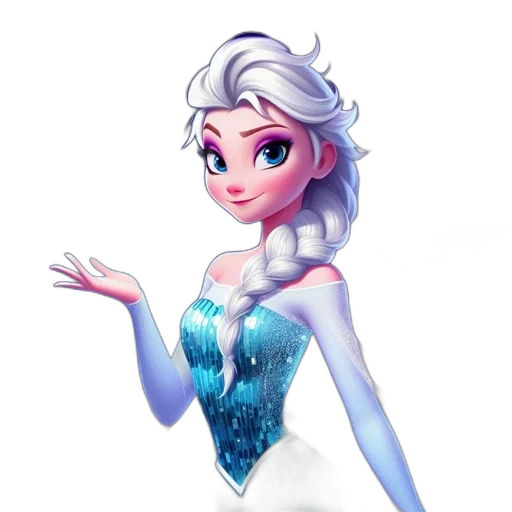 dress, crown, concept art, fantasy art, 3d render, cartoon, snow, blue transparent PNG cut-out