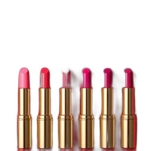 red, collection, six, lipsticks, gold, caps, pink, shades transparent PNG cut-out