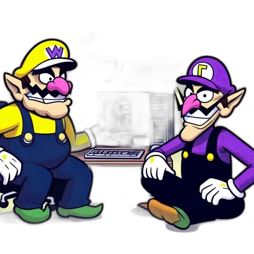 concept art, 3d render, pixel art, cartoon, two, iconic, mario, series transparent PNG cut-out