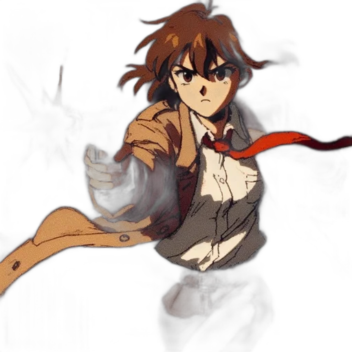 jacket, staff, weapon, concept art, anime, watercolor, pixel art, fire transparent PNG cut-out