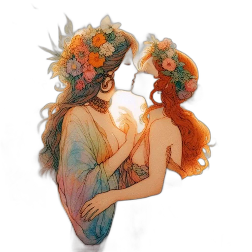 crown, dress, mask, flower, watercolor, fantasy art, concept art, pixel art transparent PNG cut-out