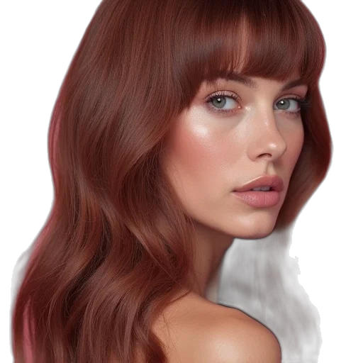 hair, face, photorealistic, watercolor, oil painting, fantasy art, red, earth tones transparent PNG cut-out