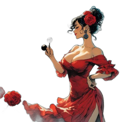 dress, concept art, comic book art, fantasy art, pixel art, fire, red, woman transparent PNG cut-out