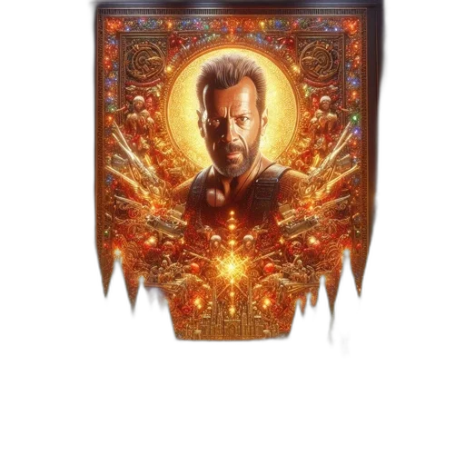 sword, jacket, concept art, fantasy art, comic book art, cyberpunk, fire, extravagant transparent PNG cut-out