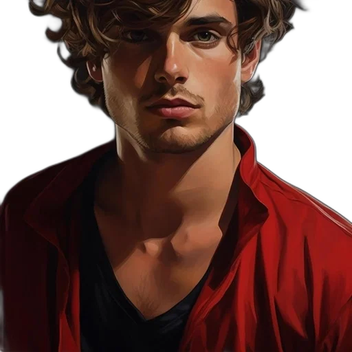 face, jacket, hair, staff, photorealistic, oil painting, fantasy art, concept art transparent PNG cut-out