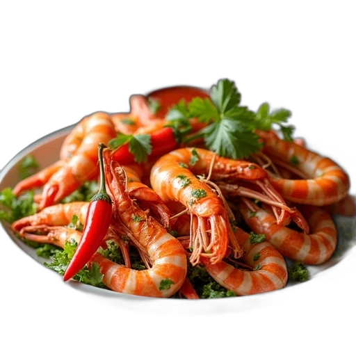 food, 3d render, photorealistic, plate, seafood, including, shrimp, lobster transparent PNG cut-out