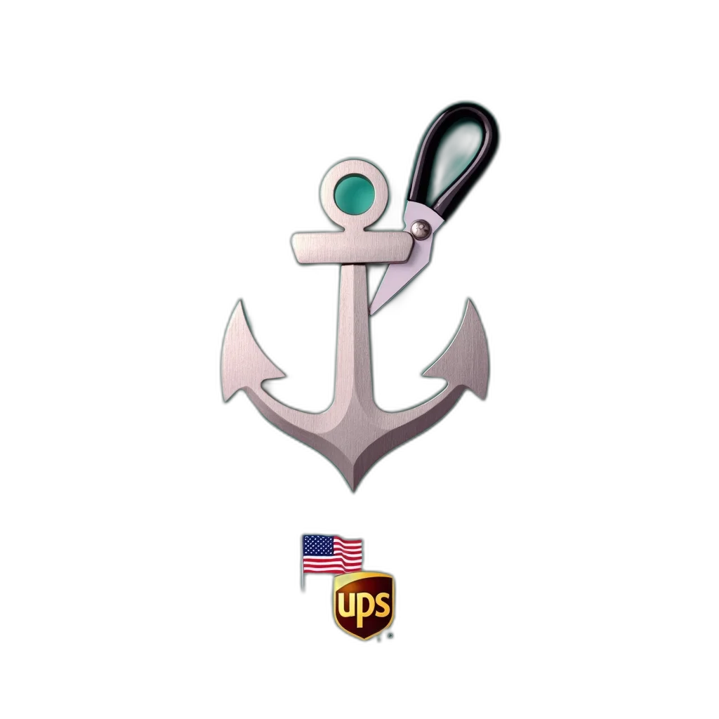 staff, 3d render, concept art, silver, anchor-shaped, paper, cutter, black transparent PNG cut-out