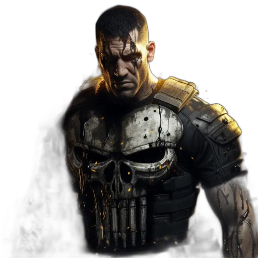 face, concept art, comic book art, photorealistic, fantasy art, bloody, grim, character transparent PNG cut-out
