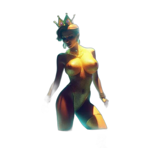 crown, dress, robot, mask, 3d render, concept art, pixel art, fantasy art transparent PNG cut-out