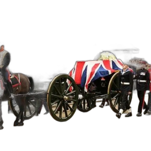 concept art, ceremonial, procession, horse-drawn, carriage, carrying, coffin, draped transparent PNG cut-out