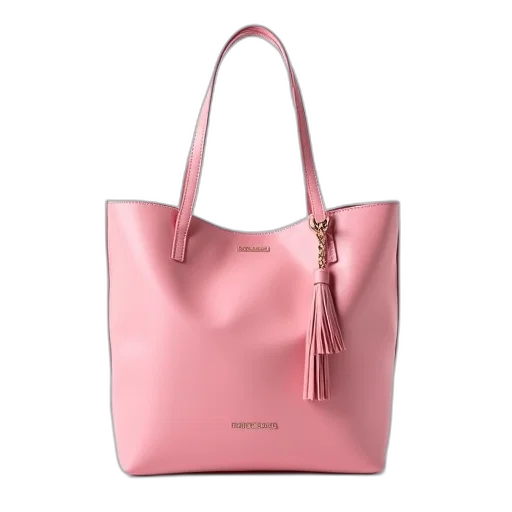 pastel, pink, tote, bag, tassel, detail, front, logo transparent PNG cut-out