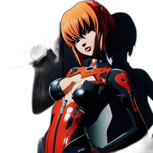 comic book art, concept art, anime, 3d render, red, animated, woman, donning transparent PNG cut-out
