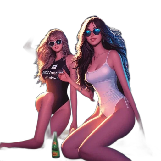 concept art, cartoon, fantasy art, pixel art, neon lights, fire, beach, dusk transparent PNG cut-out