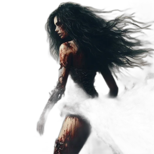 dress, hair, creature, fantasy art, concept art, comic book art, 3d render, woman transparent PNG cut-out