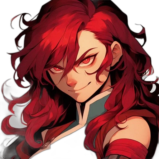 face, hair, staff, pixel art, anime, concept art, fantasy art, red transparent PNG cut-out