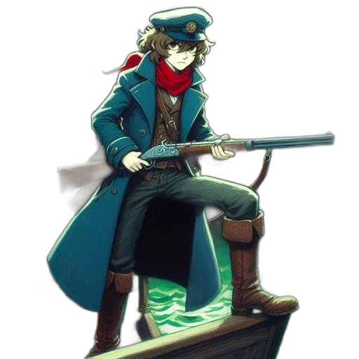staff, weapon, jacket, sword, concept art, comic book art, pixel art, fantasy art transparent PNG cut-out