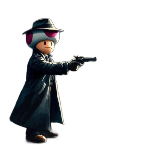 weapon, jacket, staff, hat, concept art, 3d render, cartoon, abandoned transparent PNG cut-out