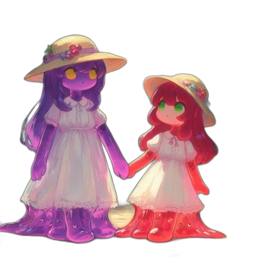 hat, dress, 3d render, concept art, vaporwave, watercolor, red, pastel transparent PNG cut-out