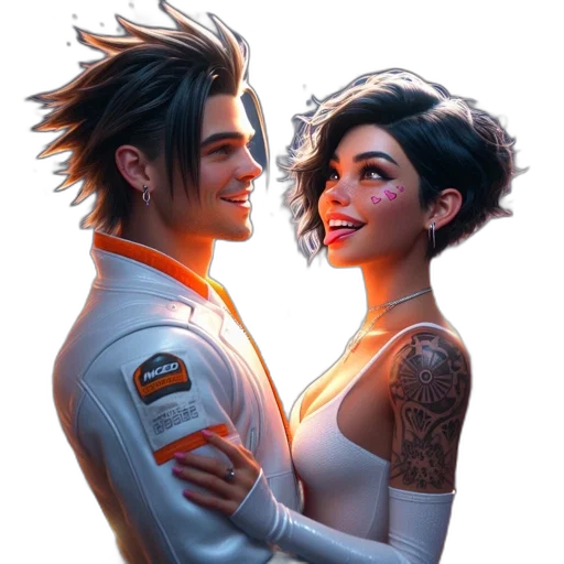 jacket, hair, concept art, comic book art, cyberpunk, fantasy art, outer space, neon lights transparent PNG cut-out