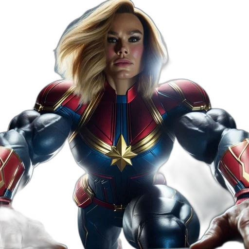 comic book art, concept art, 3d render, photorealistic, figure, resembling, captain, marvel transparent PNG cut-out