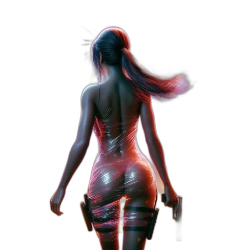 dress, weapon, robot, staff, concept art, cyberpunk, fantasy art, pixel art transparent PNG cut-out