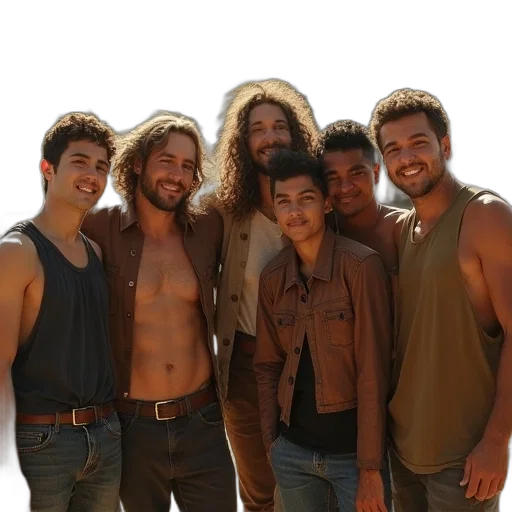 hair, beach, ramons, group transparent PNG cut-out