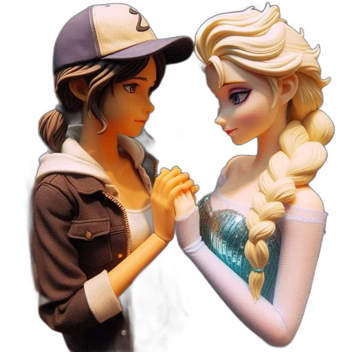 3d render, fantasy art, concept art, cartoon, two, female, characters, one transparent PNG cut-out