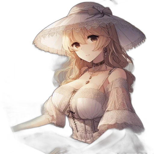 dress, hat, staff, weapon, fantasy art, anime, watercolor, concept art transparent PNG cut-out
