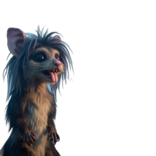 animal, creature, staff, hair, 3d render, concept art, photorealistic, fantasy art transparent PNG cut-out