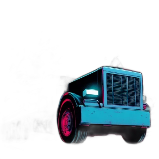 car, robot, weapon, vaporwave, concept art, 3d render, pixel art, blue transparent PNG cut-out