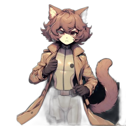 staff, jacket, animal, mask, pixel art, concept art, watercolor, anime transparent PNG cut-out