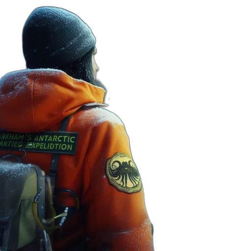 jacket, concept art, outer space, snowy, landscape, explorer, donning, arkham transparent PNG cut-out