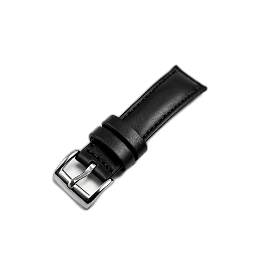 staff, black, leather, watch, strap, silver, buckle, displayed transparent PNG cut-out