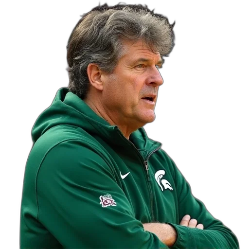 jacket, staff, green, michigan, state, university, coach, mike transparent PNG cut-out