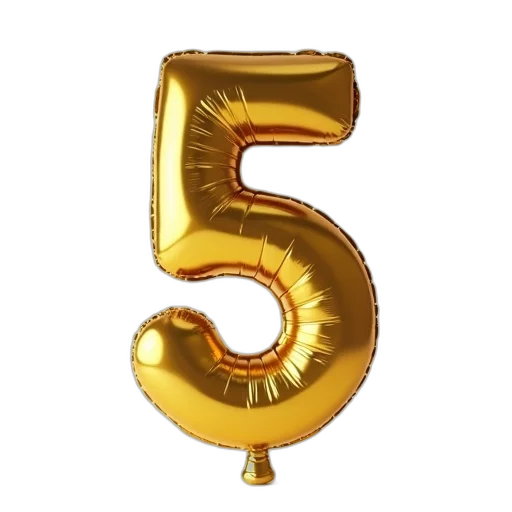 3d render, gold, balloon, shaped, number, stock, photography transparent PNG cut-out