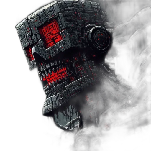 robot, face, mask, cyberpunk, concept art, pixel art, fantasy art, fog transparent PNG cut-out