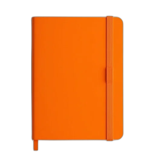 orange, medium, hard, cover, notebook, elastic, closure transparent PNG cut-out