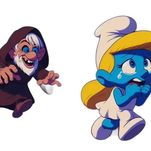 concept art, pixel art, cartoon, 3d render, blue, two, smurfs, old transparent PNG cut-out