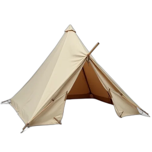 umbrella, 3d render, beige, canvas, tent, pointed, top, single transparent PNG cut-out