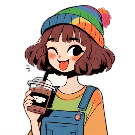 hat, food, creature, bottle, watercolor, anime, cartoon, pixel art transparent PNG cut-out