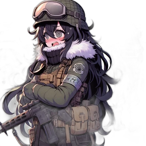 weapon, jacket, hat, face, anime, concept art, pixel art, fantasy art transparent PNG cut-out