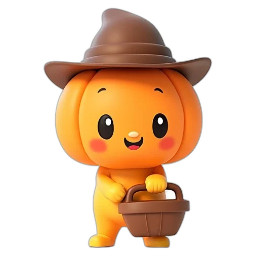 hat, staff, animal, creature, 3d render, concept art, golden, cartoon transparent PNG cut-out