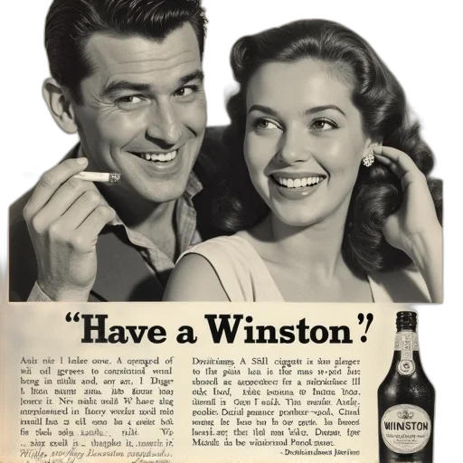 bottle, fire, vintage, advertisement, featuring, man, woman, headline transparent PNG cut-out